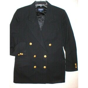 Nice Womens Blazer Jacket Vintage Corbin Collection USA 12 Black Gold Buttons